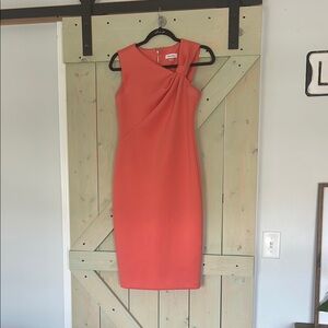 Calvin Klein Pink Sheath Dress One Shoulder Cocktail